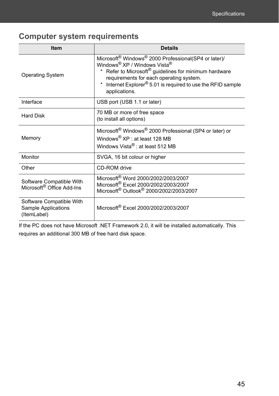 Computer system requirements | Brother P-touch RL-700S User Manual | Page 45 / 181