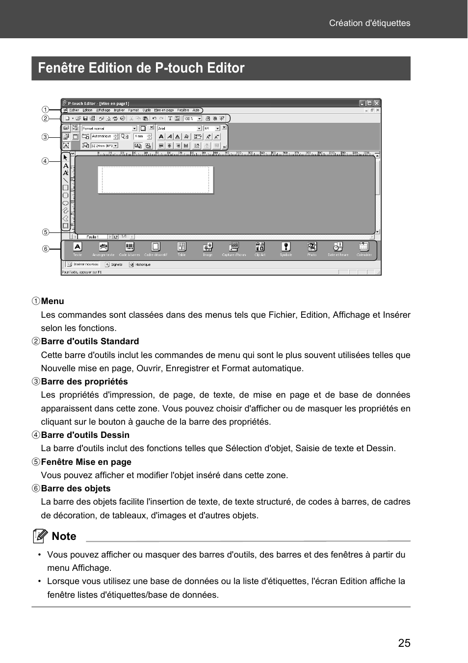 Fenêtre edition de p-touch editor | Brother P-touch RL-700S User Manual | Page 70 / 181