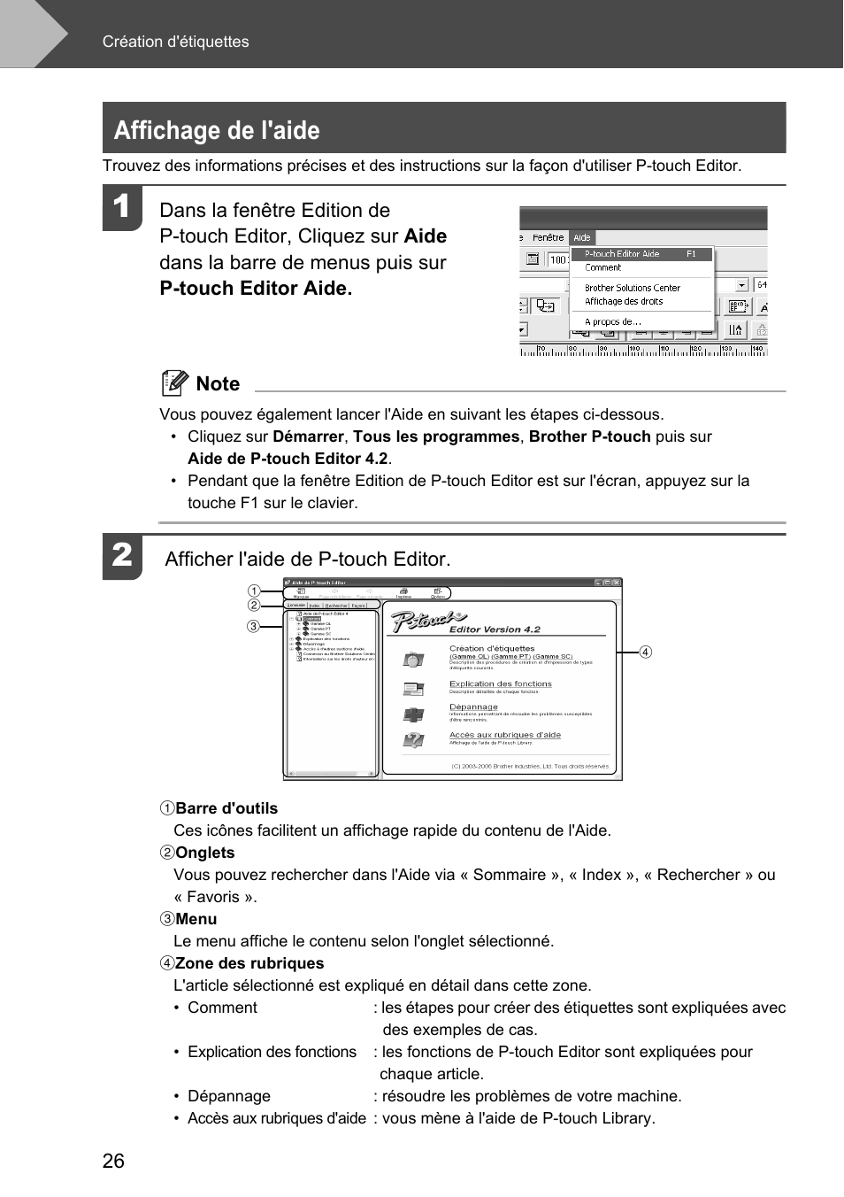 Affichage de l'aide | Brother P-touch RL-700S User Manual | Page 71 / 181