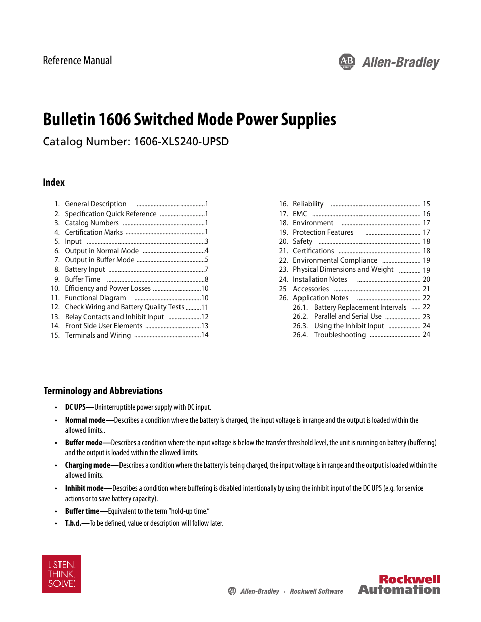 Rockwell Automation 1606-XLS240UPSD Power Supply Reference Manual User Manual | 28 pages
