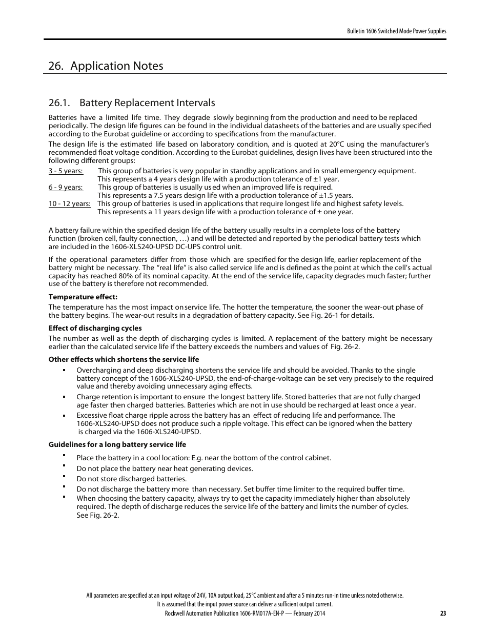 Battery replacement intervals | Rockwell Automation 1606-XLS240UPSD Power Supply Reference Manual User Manual | Page 23 / 28