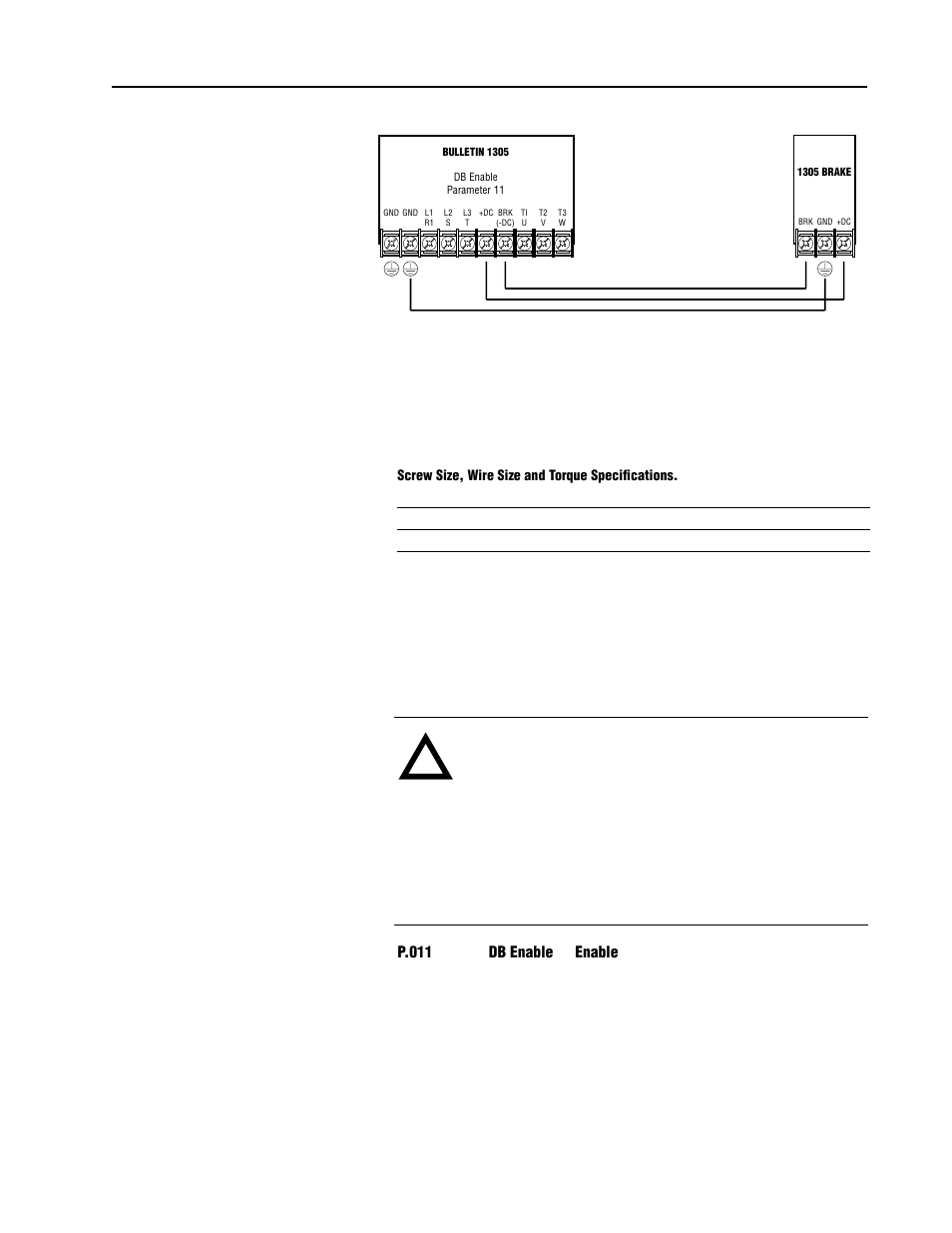 Terminal block wiring capacity, Setup, Wiring scheme | Rockwell Automation 1305 DYNAMIC BRAKES User Manual | Page 11 / 12