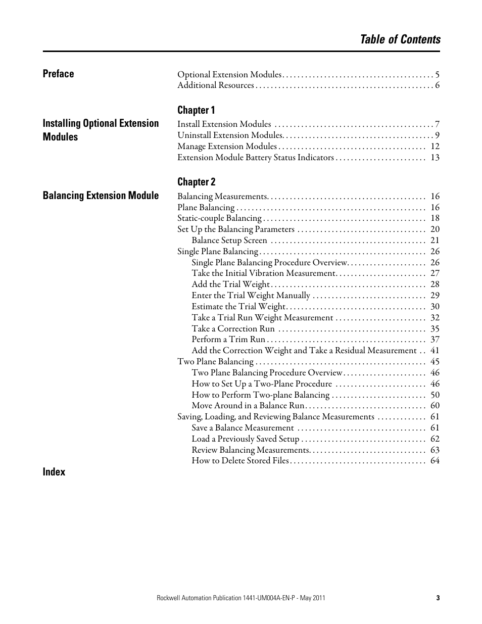 Rockwell Automation 1441-DYN25-MBAL Balancing Extension Module for the Dynamix 2500 User Manual | Page 3 / 68