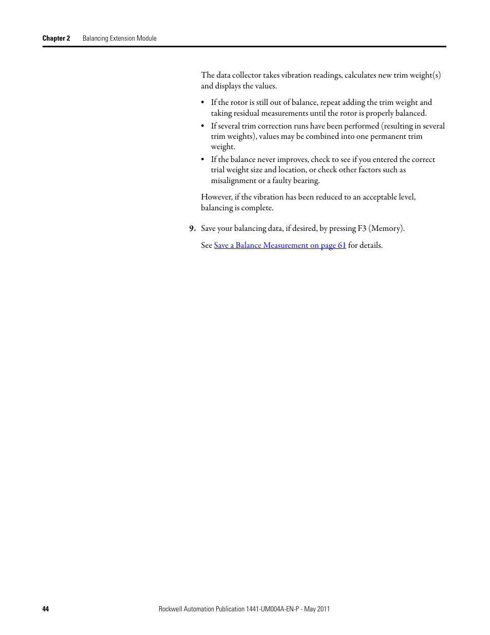 Rockwell Automation 1441-DYN25-MBAL Balancing Extension Module for the Dynamix 2500 User Manual | Page 44 / 68