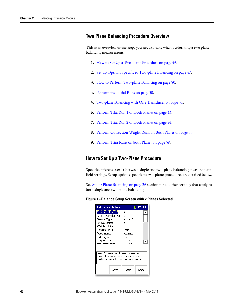 Two plane balancing procedure overview, How to set up a two-plane procedure | Rockwell Automation 1441-DYN25-MBAL Balancing Extension Module for the Dynamix 2500 User Manual | Page 46 / 68