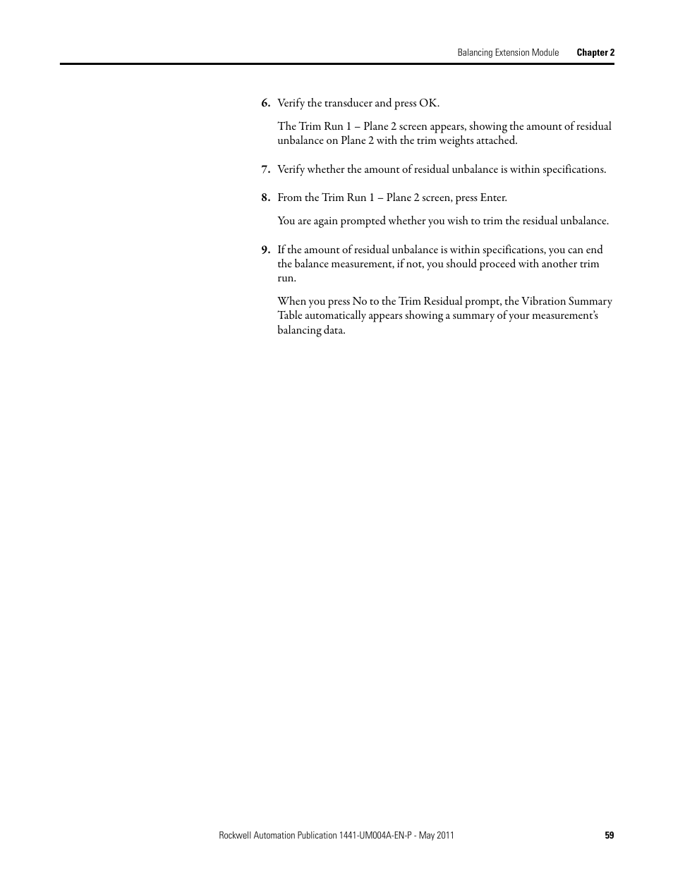 Rockwell Automation 1441-DYN25-MBAL Balancing Extension Module for the Dynamix 2500 User Manual | Page 59 / 68