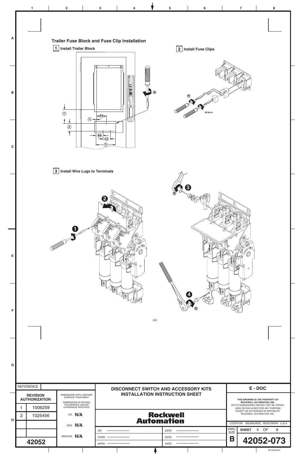 Rockwell Automation 1494V-DS400_DS600 Disconnect Switch (400/600A - Series A) User Manual | Page 4 / 8