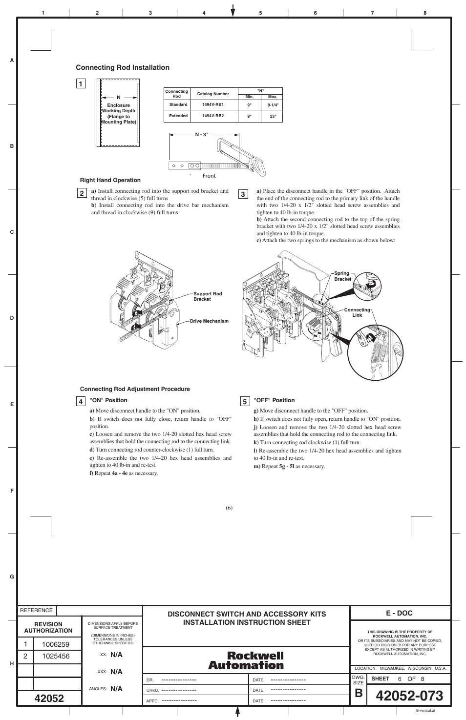 Rockwell Automation 1494V-DS400_DS600 Disconnect Switch (400/600A - Series A) User Manual | Page 6 / 8