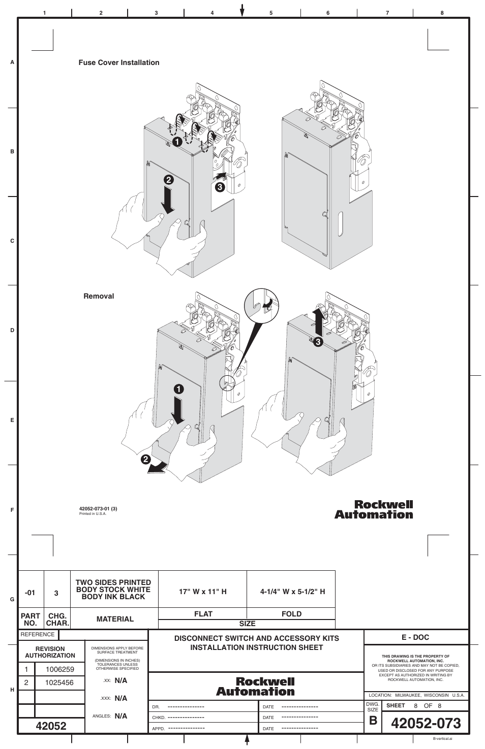 Rockwell Automation 1494V-DS400_DS600 Disconnect Switch (400/600A - Series A) User Manual | Page 8 / 8