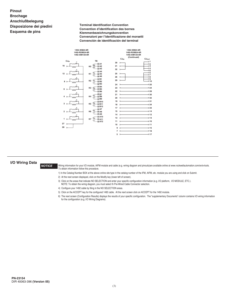 I/o wiring data | Rockwell Automation 1492-XIFM24-8R_RXIFM24_XIFM120-8R Relay Interface Modules User Manual | Page 3 / 6
