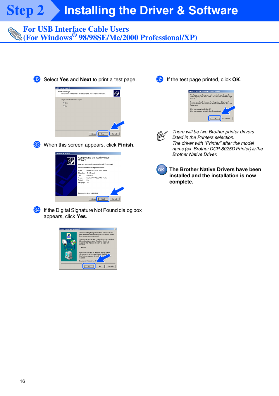Step 2, Installing the driver & software | Brother DCP-8020 User Manual | Page 19 / 54