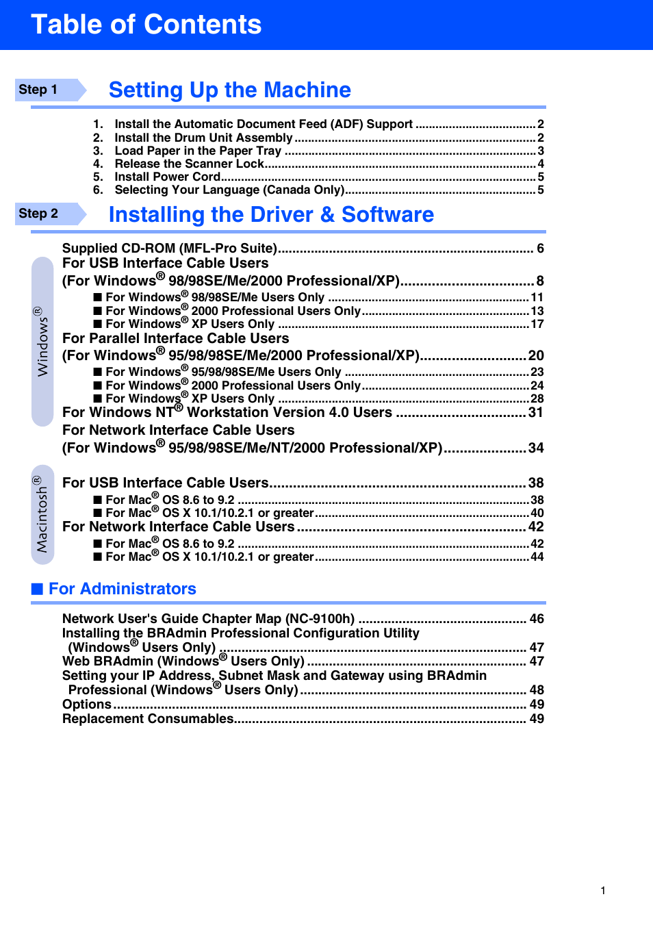 Brother DCP-8020 User Manual | Page 4 / 54