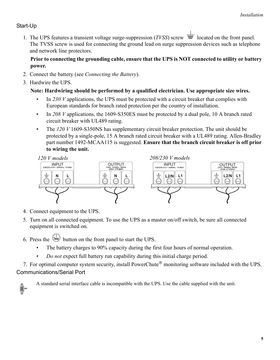 Rockwell Automation 1609-S350NS_ES Uninterruptible Power Supply - 350VA User Manual | Page 4 / 13