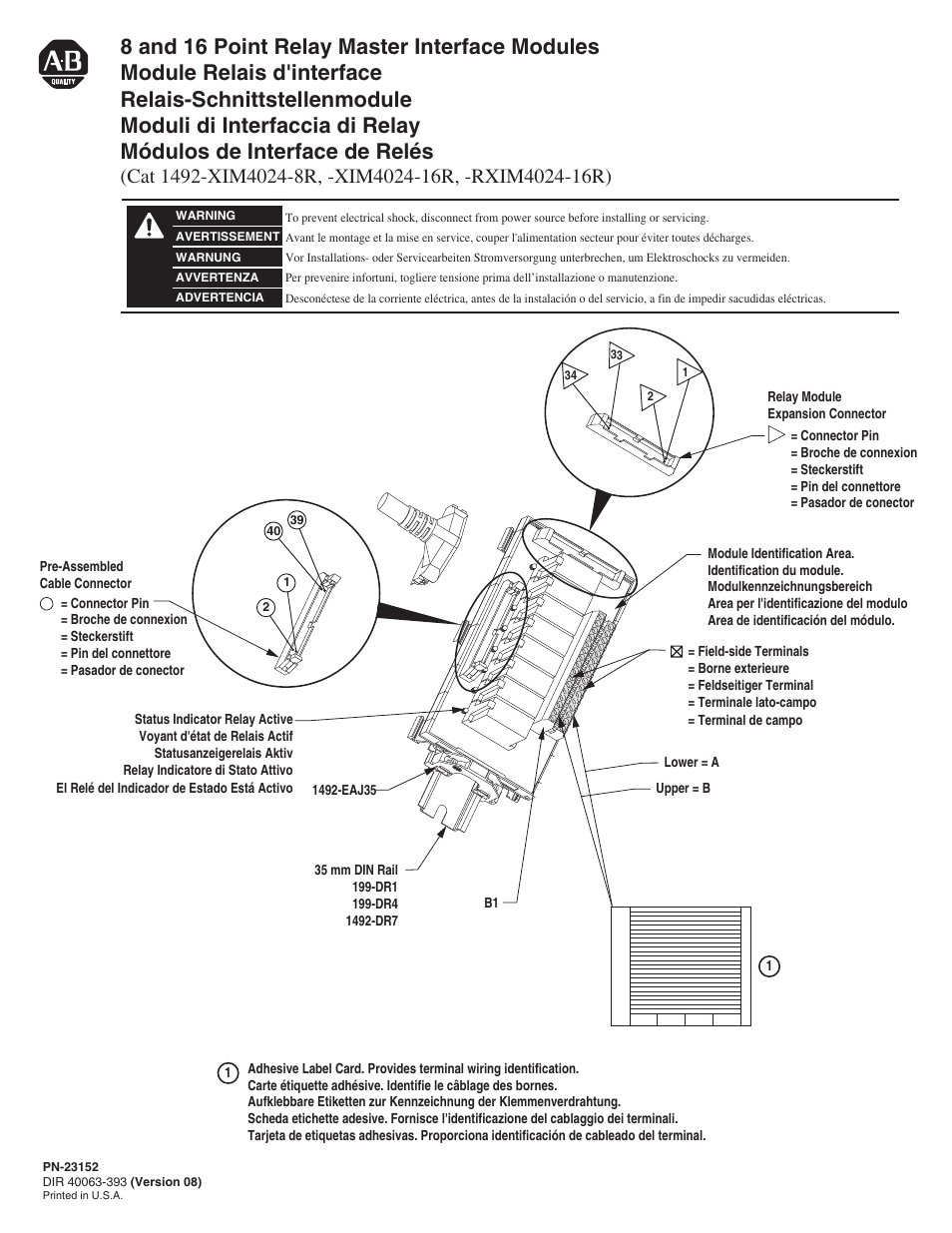 Rockwell Automation 1492-XIFMxxx_RXIFMxxx Relay Interface Modules User Manual | 6 pages