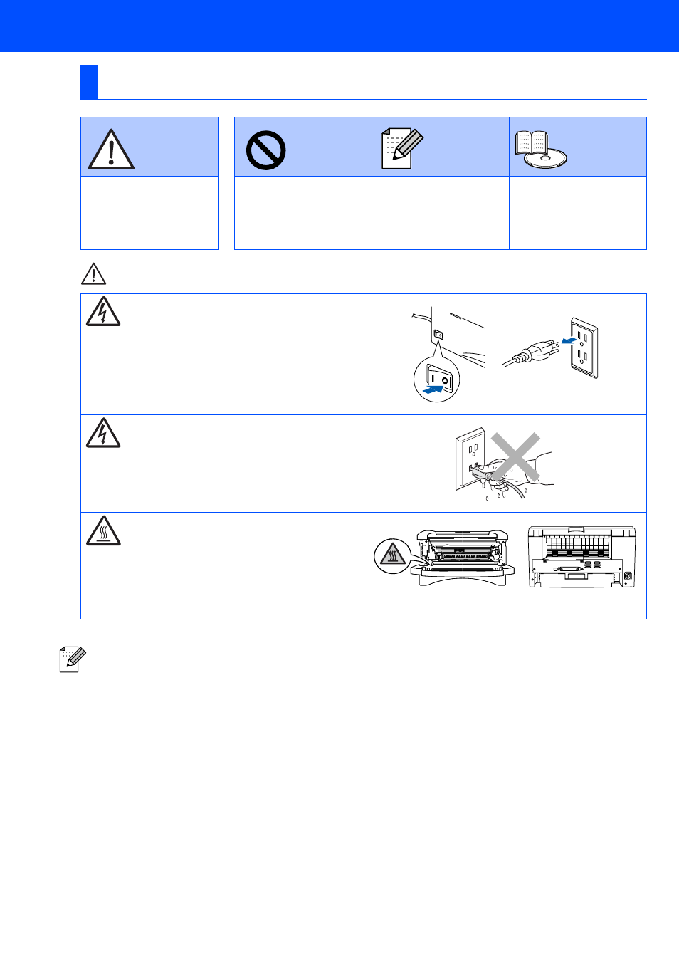 Safety precautions | Brother HL-1430 User Manual | Page 2 / 23