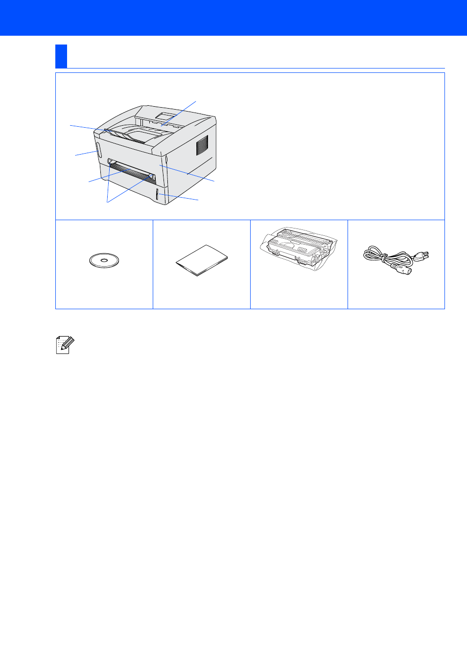 Getting started, Carton components | Brother HL-1430 User Manual | Page 6 / 23