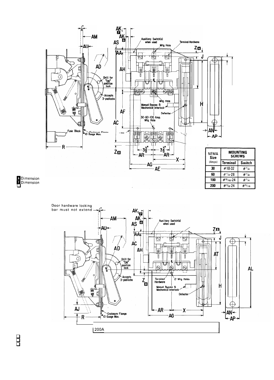 Fusible switch and fuse block kit, Unfused switch | Rockwell Automation 1494F Flange Mounted Disconnect Switches Instructions User Manual | Page 4 / 7