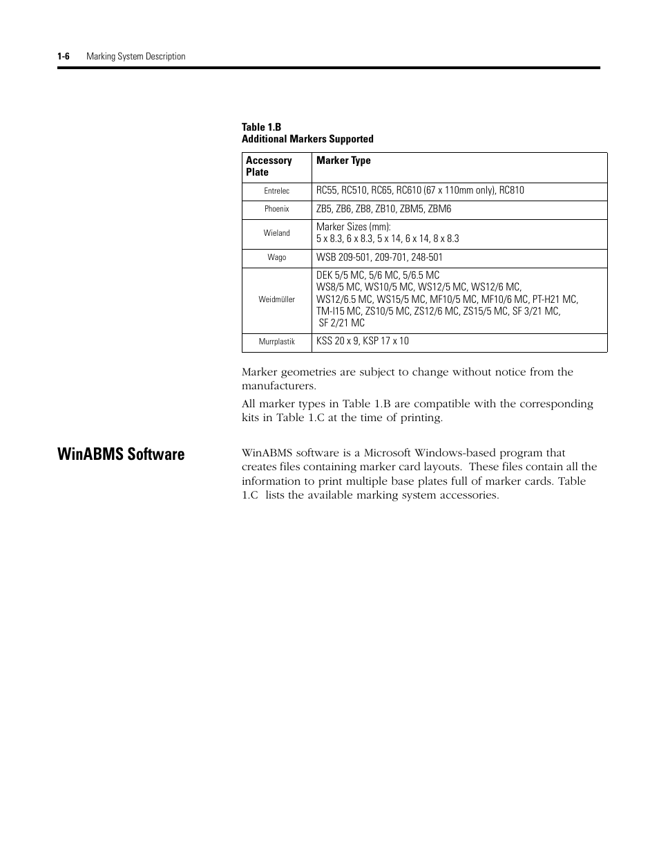 Winabms software | Rockwell Automation 1492 WinABMS Marking System Software User Manual | Page 13 / 58