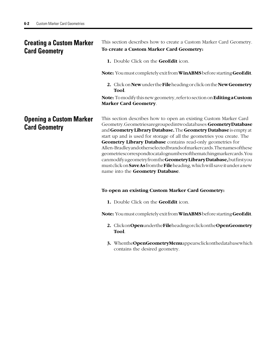 Creating a custom marker card geometry, Opening a custom marker card geometry | Rockwell Automation 1492 WinABMS Marking System Software User Manual | Page 42 / 58