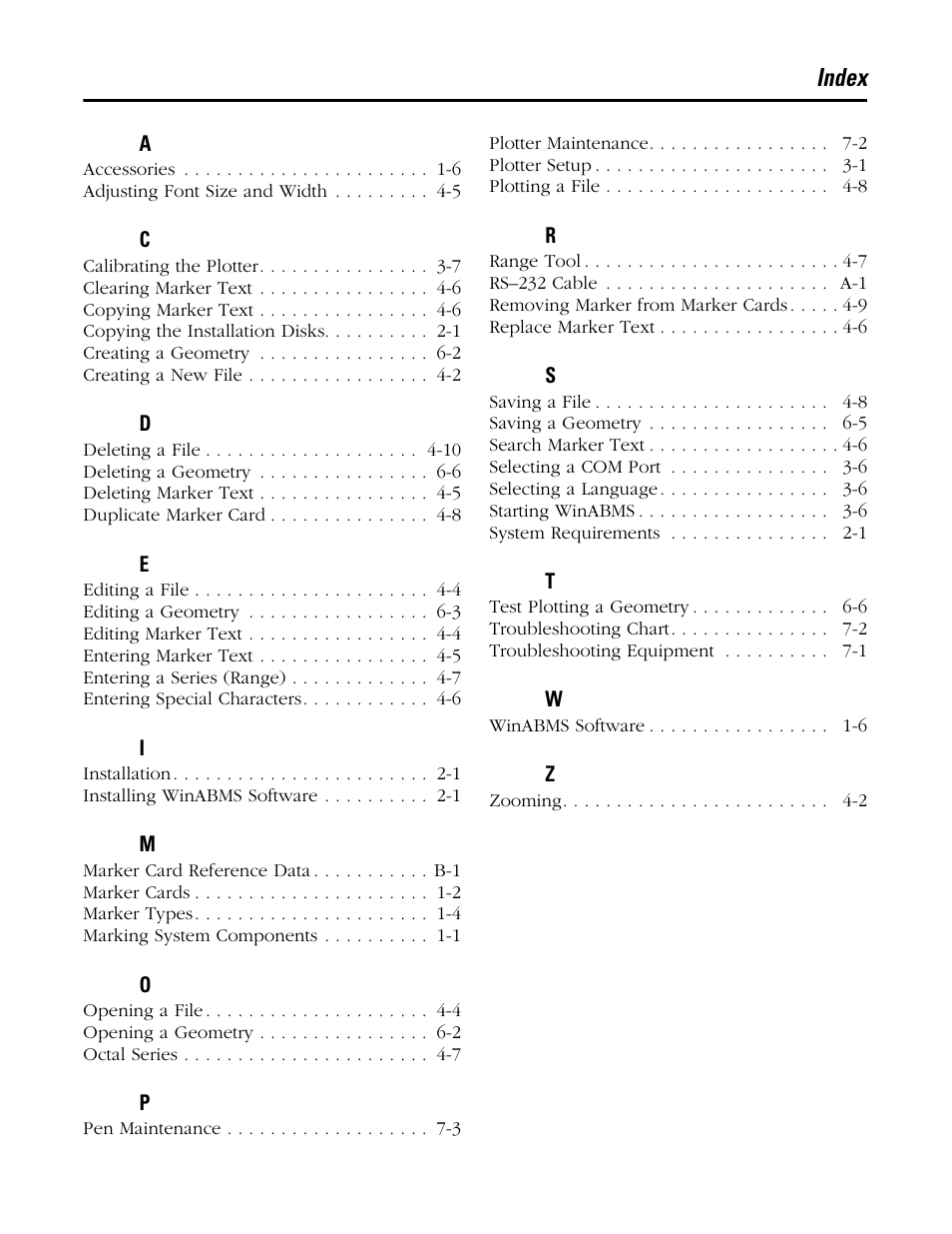 Index | Rockwell Automation 1492 WinABMS Marking System Software User Manual | Page 56 / 58