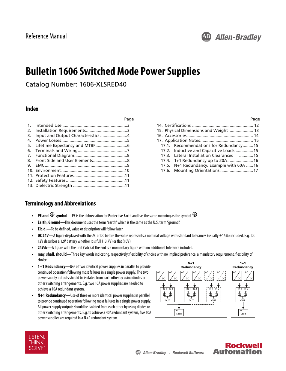 Rockwell Automation 1606-XLSRED40 Power Supply Reference Manual User Manual | 18 pages