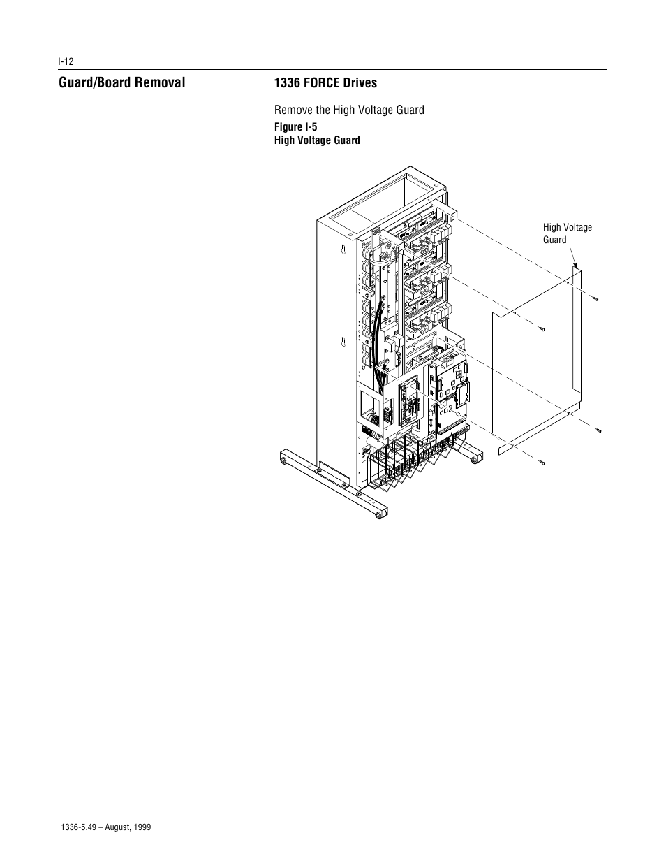 Guard/board removal, I-12 | Rockwell Automation 1336-SN-SP19A Snubber Board Kit, 1336-SN-SP19A User Manual | Page 12 / 28