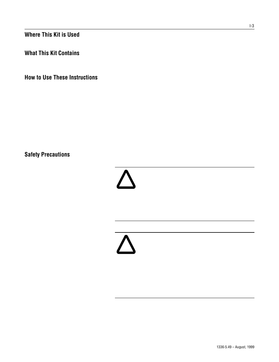 Where this kit is used, What this kit contains, How to use these instructions | Safety precautions | Rockwell Automation 1336-SN-SP19A Snubber Board Kit, 1336-SN-SP19A User Manual | Page 3 / 28