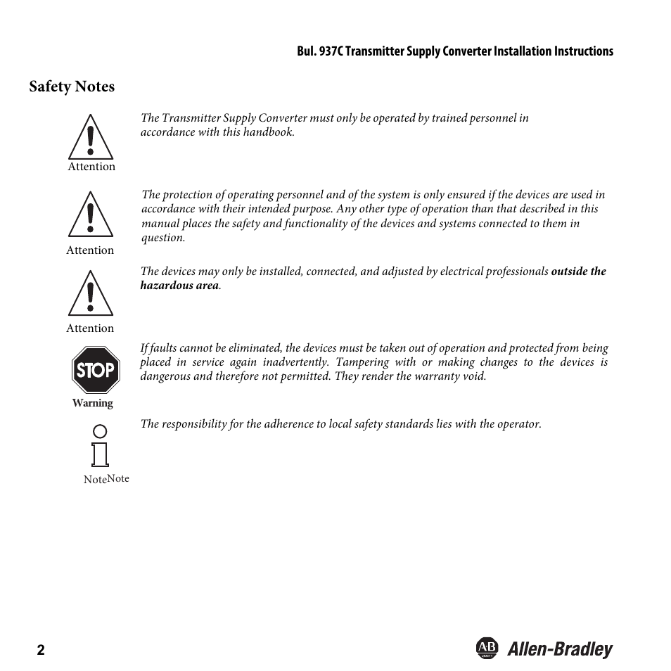 Rockwell Automation 937CU-AITXF-DC1 Transmitter Supply Converter Installation Instructions User Manual | Page 4 / 36