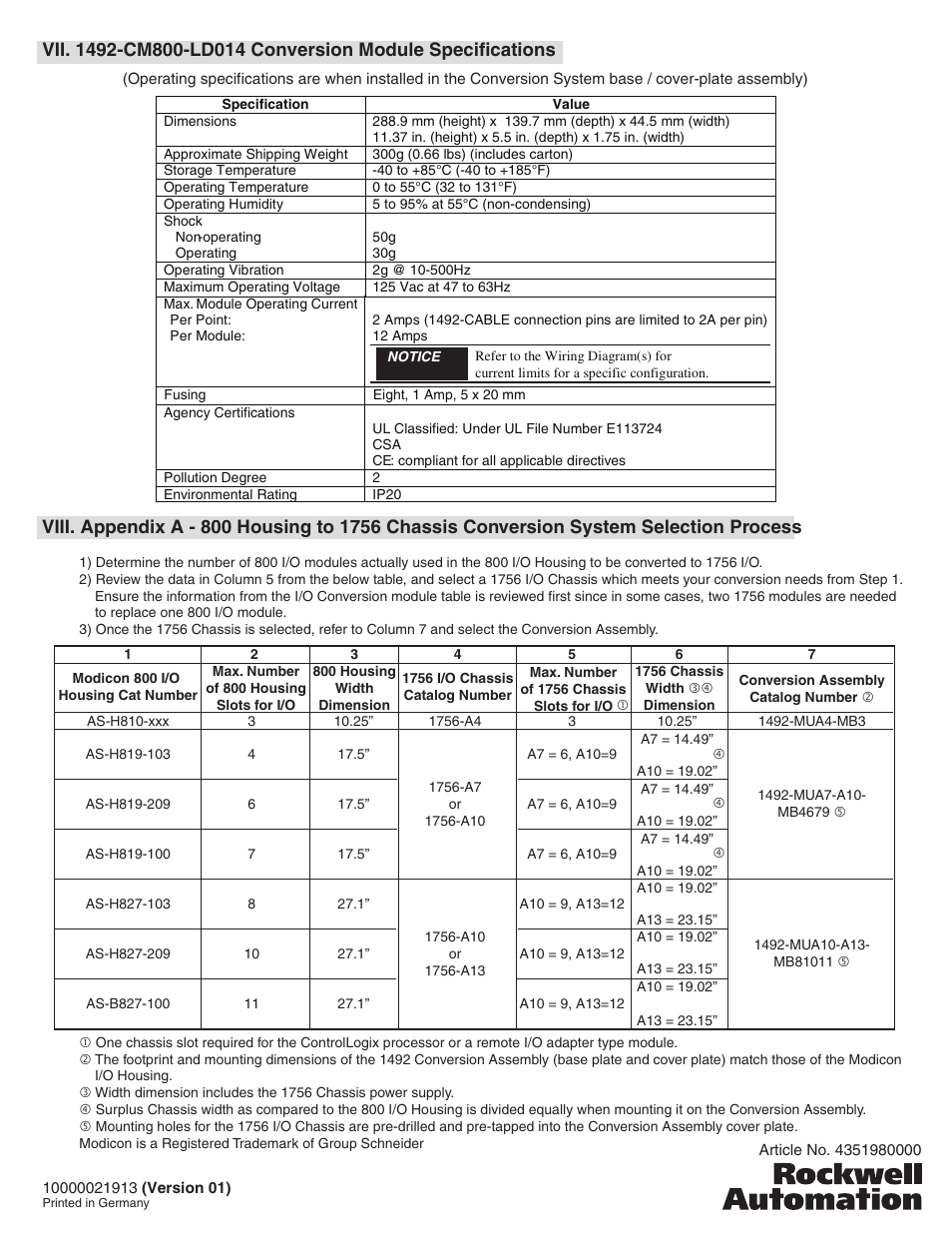 Rockwell Automation 1492-CM800-LD014 Field Wire Conv. Module for Modicon B810-008 to 1756-OA16I User Manual | Page 6 / 6