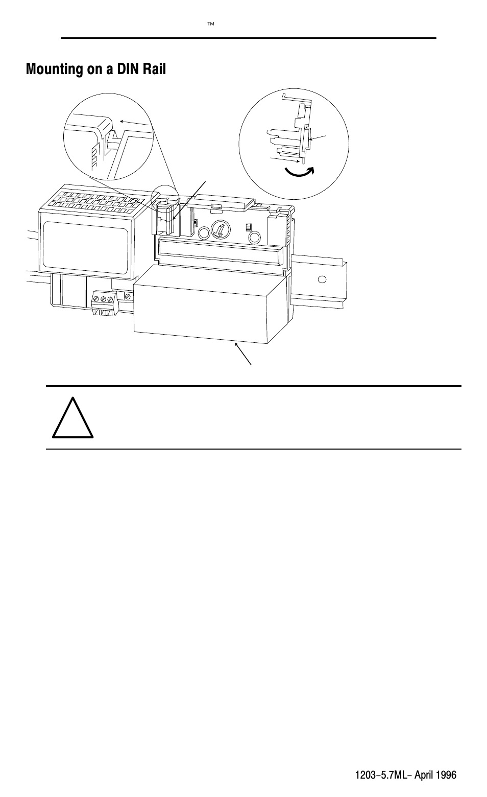 Mounting on a din rail | Rockwell Automation 1203-FB1 FLEX I/O SCANport Base User Manual | Page 3 / 7