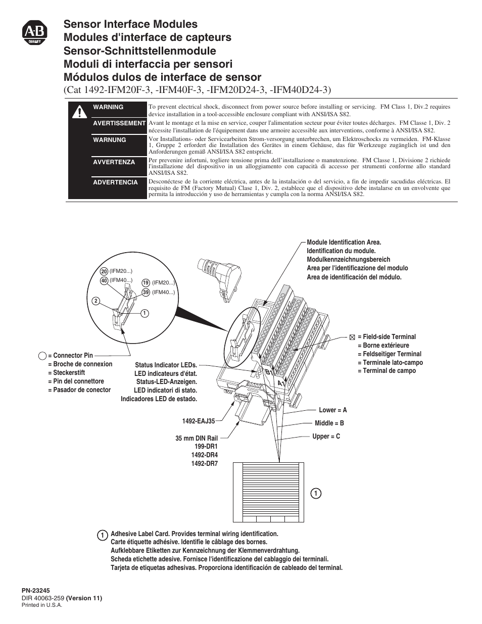 Rockwell Automation 1492-IFMxxxx Sensor Interface Modules User Manual | 4 pages