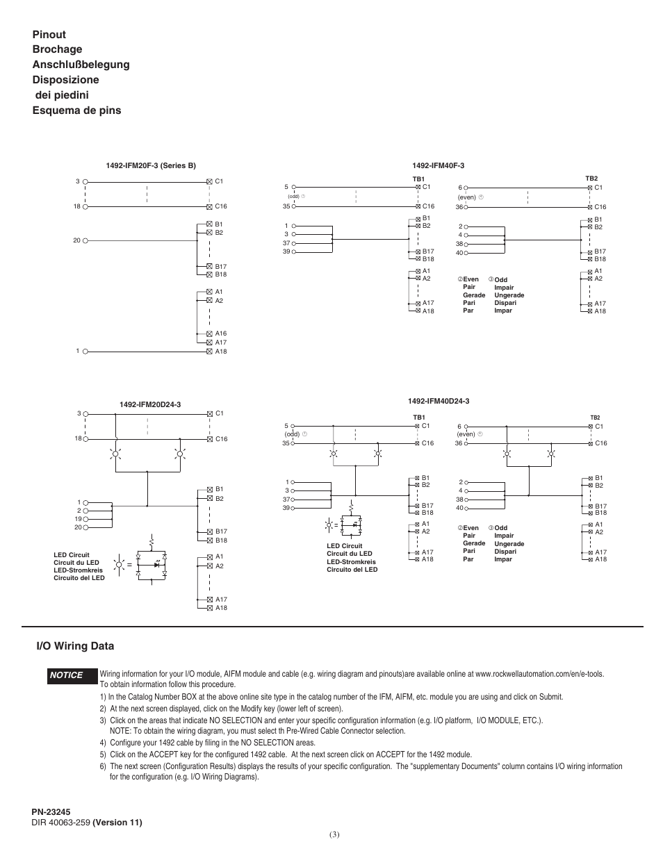 I/o wiring data | Rockwell Automation 1492-IFMxxxx Sensor Interface Modules User Manual | Page 3 / 4