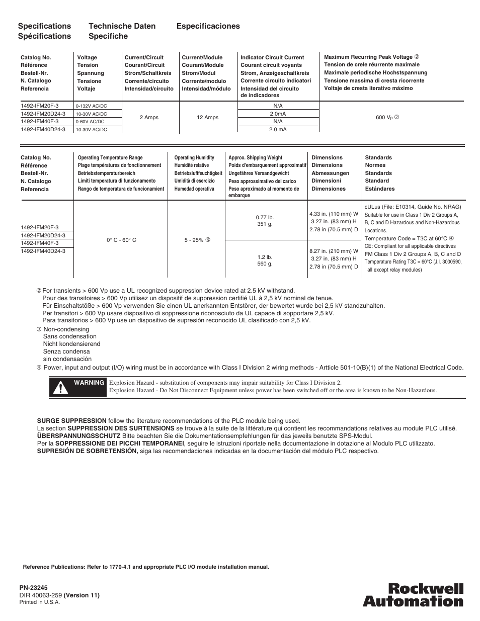 Rockwell Automation 1492-IFMxxxx Sensor Interface Modules User Manual | Page 4 / 4