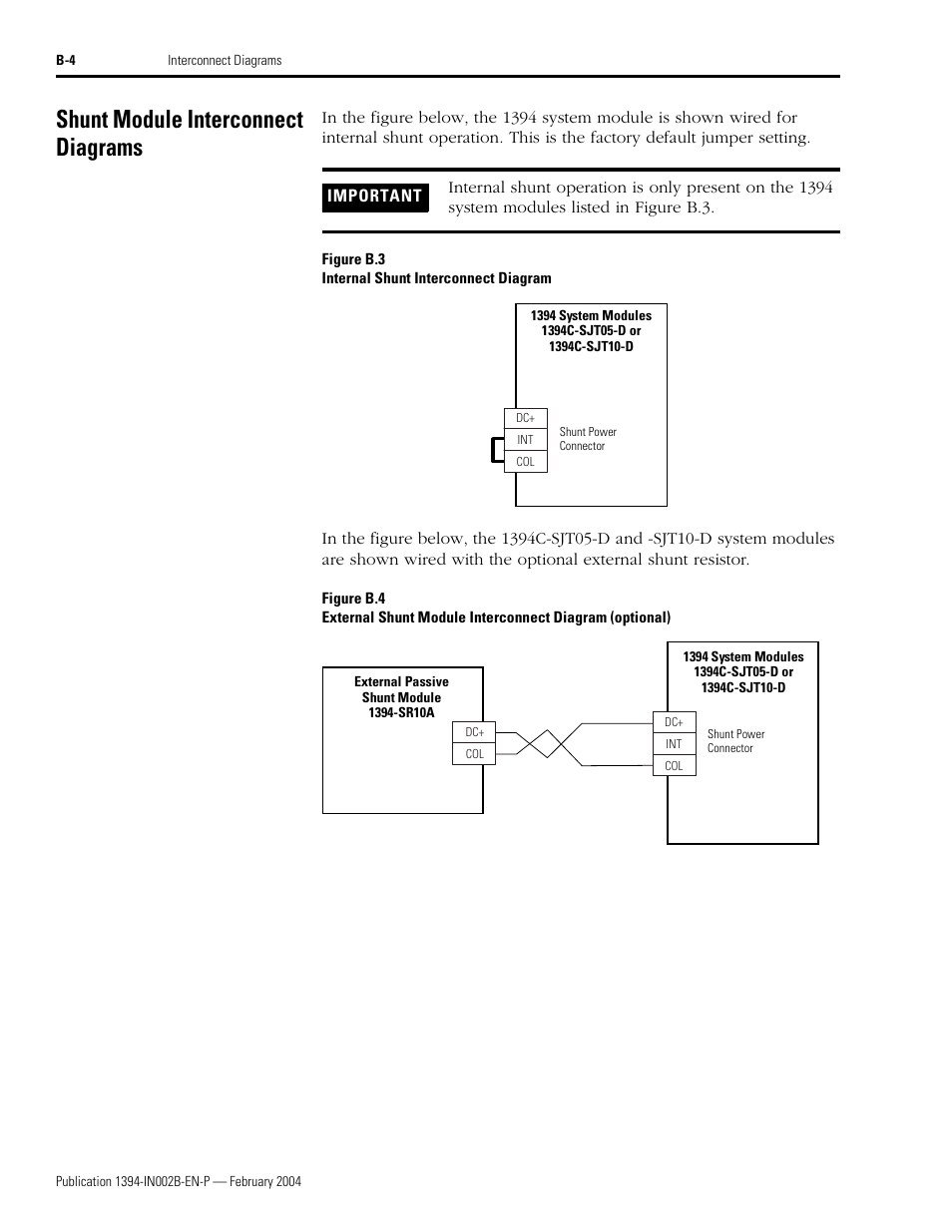 Shunt module interconnect diagrams, Shunt module interconnect diagrams in | Rockwell Automation 1394 SERCOS Interface Multi-Axis Motion Control System Installation Manual User Manual | Page 120 / 147