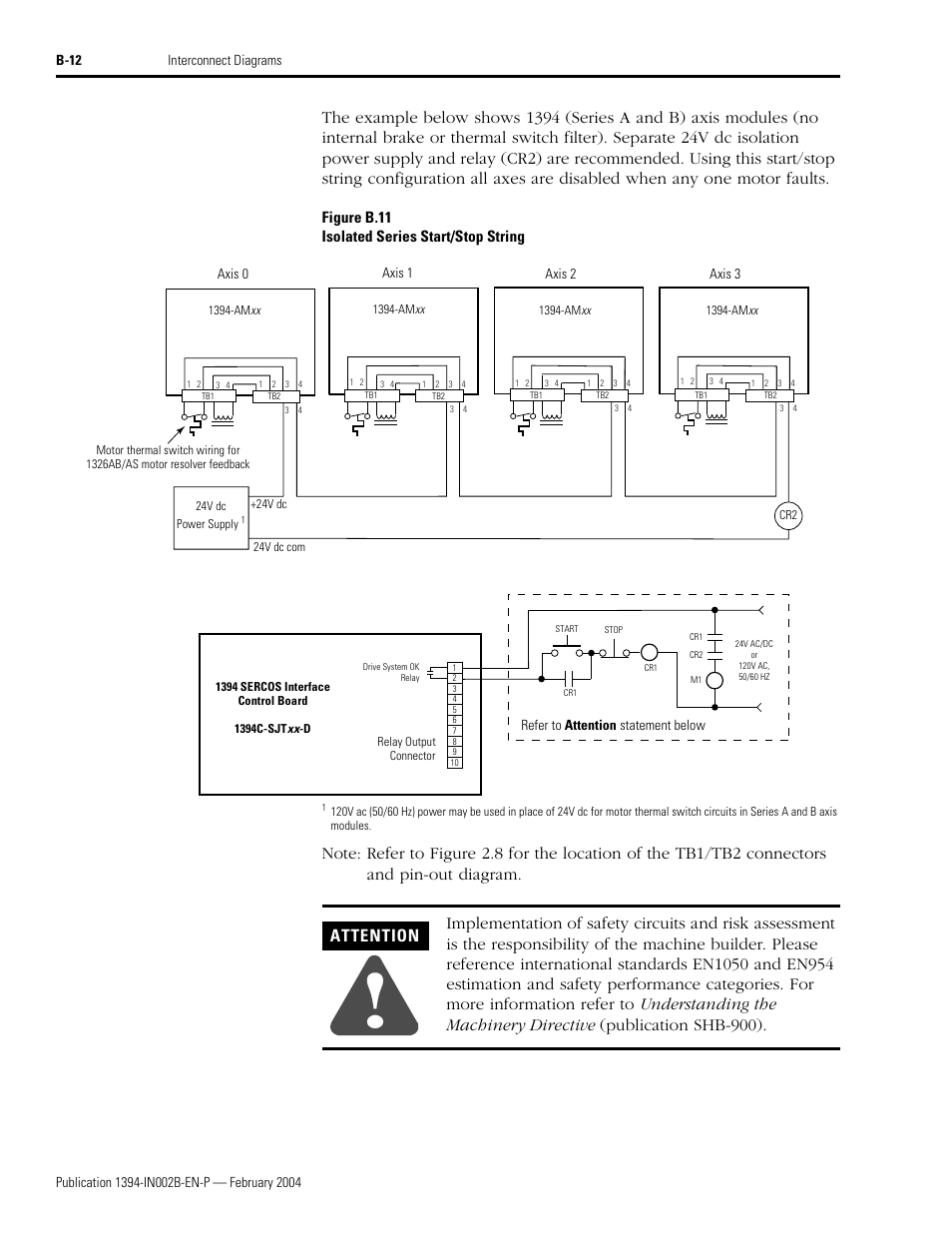 Attention | Rockwell Automation 1394 SERCOS Interface Multi-Axis Motion Control System Installation Manual User Manual | Page 128 / 147
