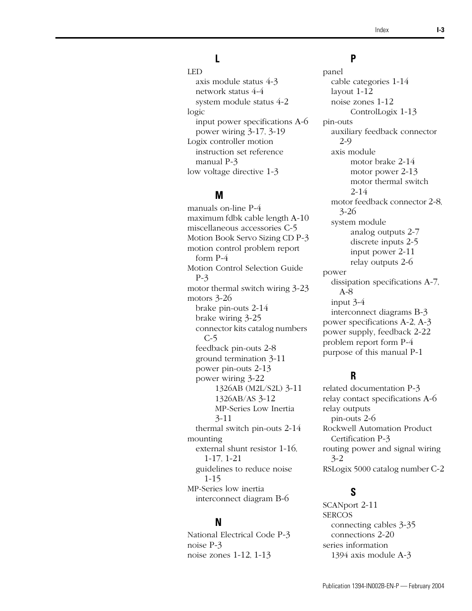 Rockwell Automation 1394 SERCOS Interface Multi-Axis Motion Control System Installation Manual User Manual | Page 143 / 147