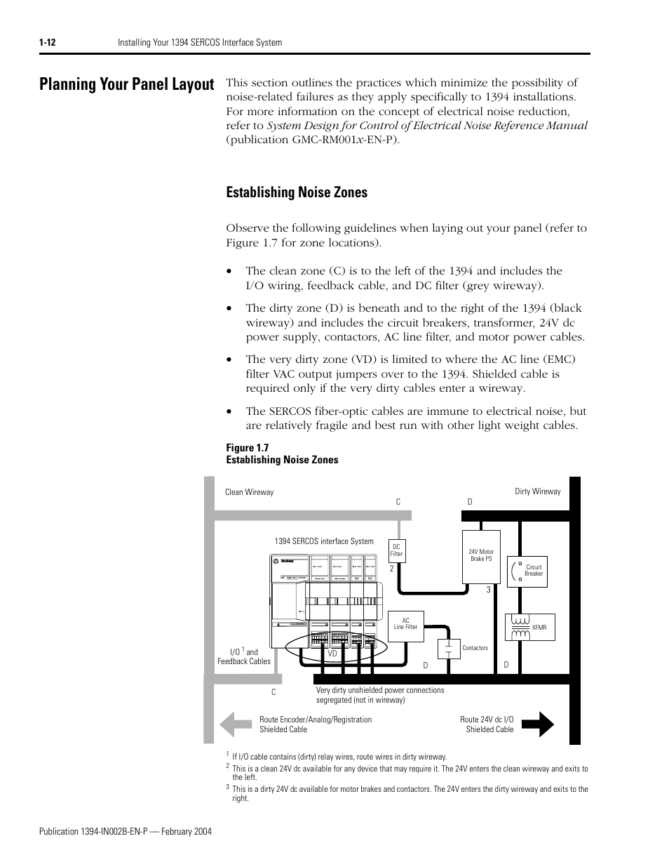 Planning your panel layout, Establishing noise zones, Planning your panel layout -12 | Establishing noise zones -12 | Rockwell Automation 1394 SERCOS Interface Multi-Axis Motion Control System Installation Manual User Manual | Page 22 / 147