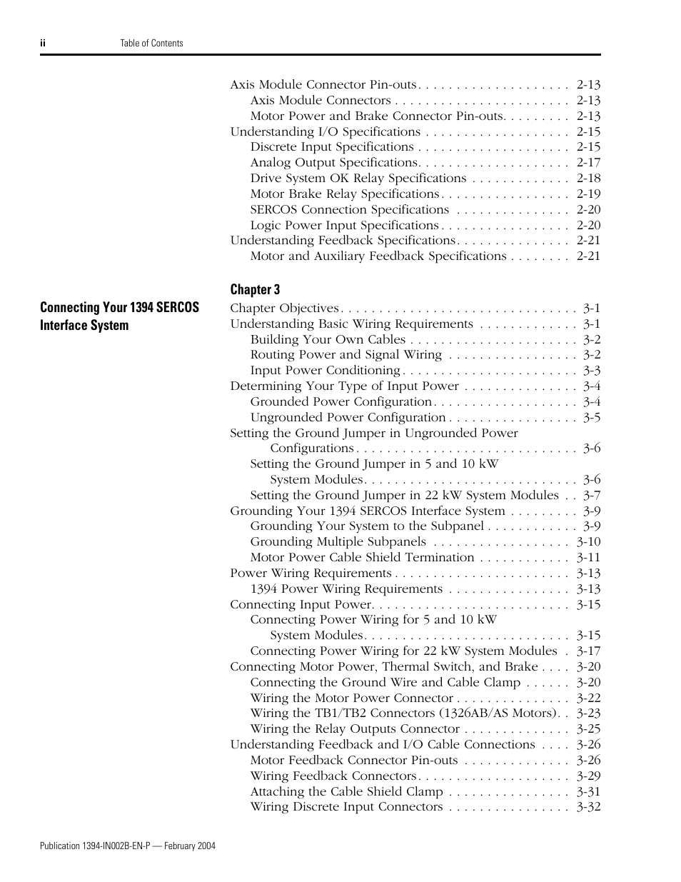 Rockwell Automation 1394 SERCOS Interface Multi-Axis Motion Control System Installation Manual User Manual | Page 4 / 147