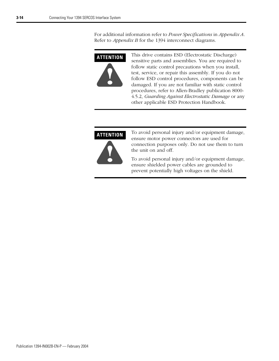 Rockwell Automation 1394 SERCOS Interface Multi-Axis Motion Control System Installation Manual User Manual | Page 68 / 147
