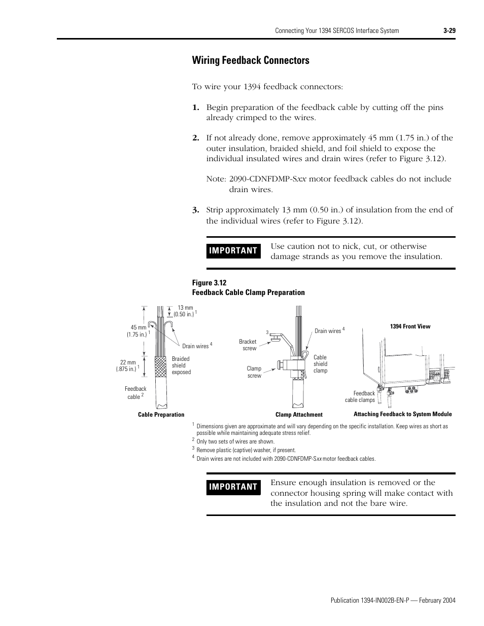 Wiring feedback connectors, Wiring feedback connectors -29 | Rockwell Automation 1394 SERCOS Interface Multi-Axis Motion Control System Installation Manual User Manual | Page 83 / 147