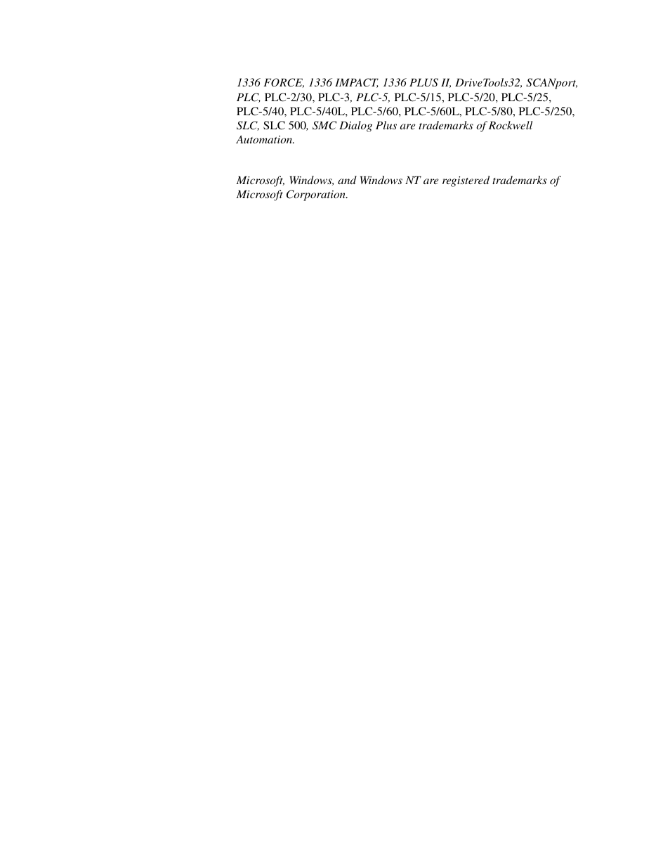 Trademark | Rockwell Automation 1336-GM1 Remote I/O Communications Module User Manual | Page 95 / 96