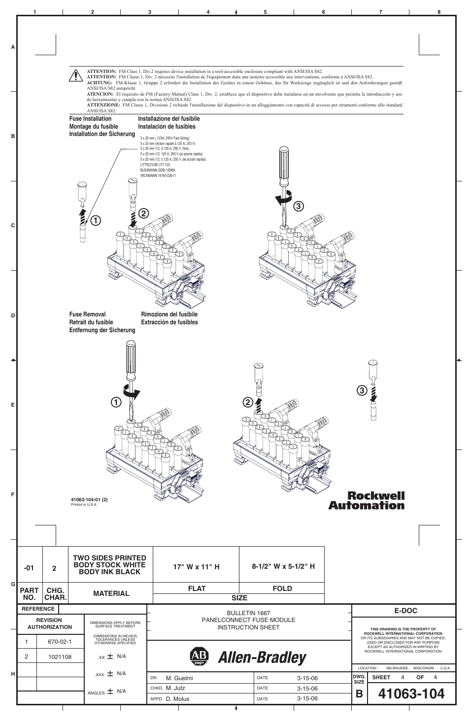 Rockwell Automation 1667-Z16F PanelConnect Fuse Module User Manual | Page 4 / 4
