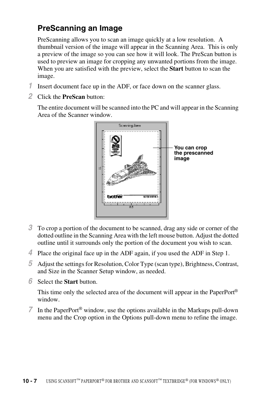 Prescanning an image, Prescanning an image -7 | Brother DCP1400 User Manual | Page 100 / 147