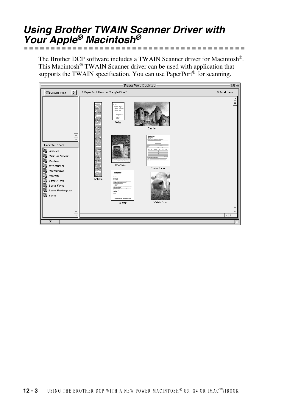 Using brother twain scanner driver with your apple, Macintosh | Brother DCP1400 User Manual | Page 104 / 147