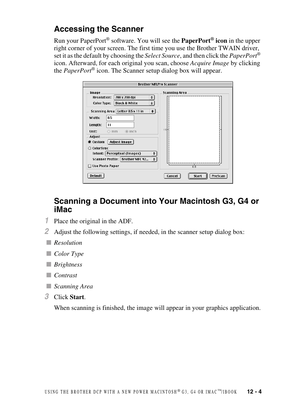 Accessing the scanner, Imac -4 | Brother DCP1400 User Manual | Page 105 / 147