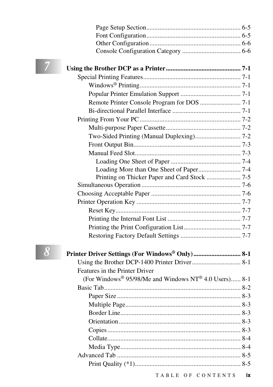 Brother DCP1400 User Manual | Page 11 / 147