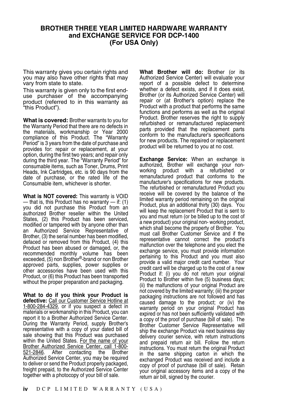Brother DCP1400 User Manual | Page 6 / 147