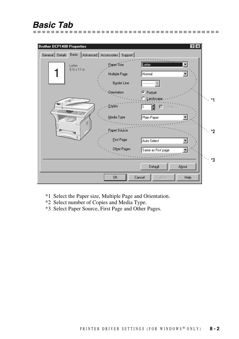 Basic tab, Basic tab -2 | Brother DCP1400 User Manual | Page 61 / 147