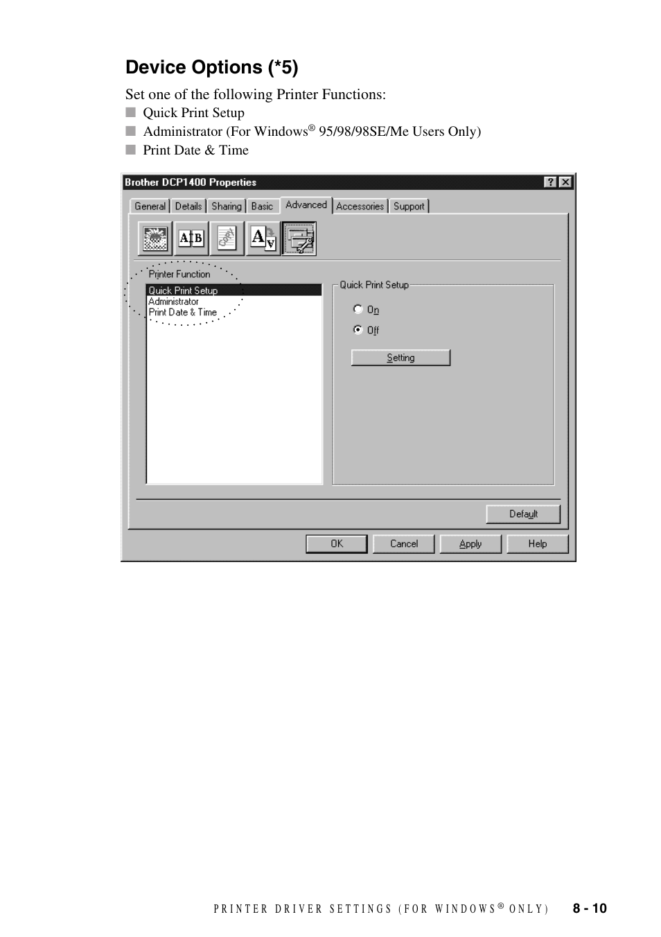 Device options (*5), Device options (*5) -10 | Brother DCP1400 User Manual | Page 69 / 147