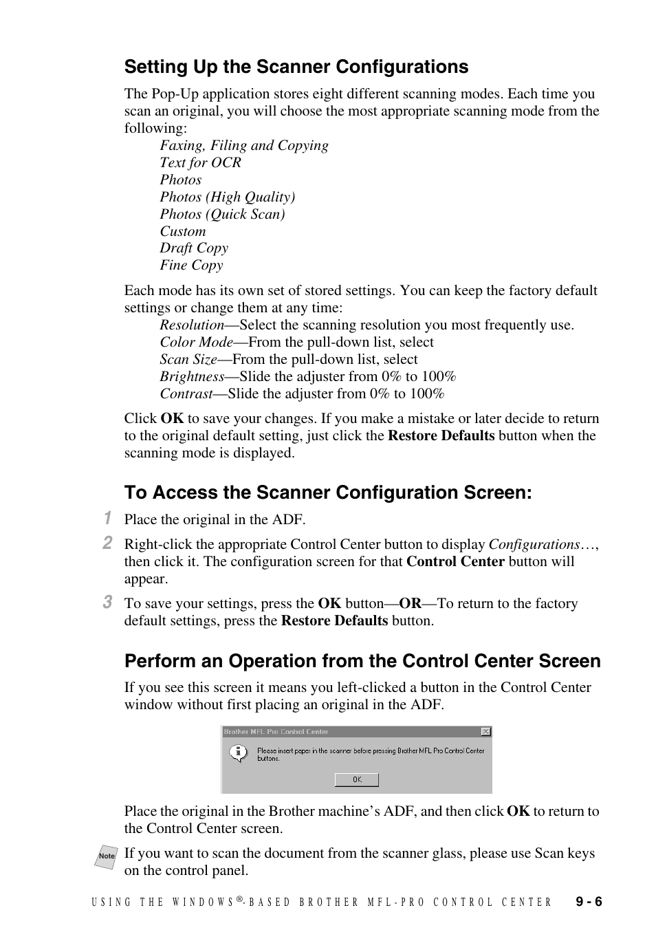 Setting up the scanner configurations, To access the scanner configuration screen | Brother DCP1400 User Manual | Page 85 / 147